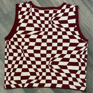 Geometric Burgundy and White Knit Top